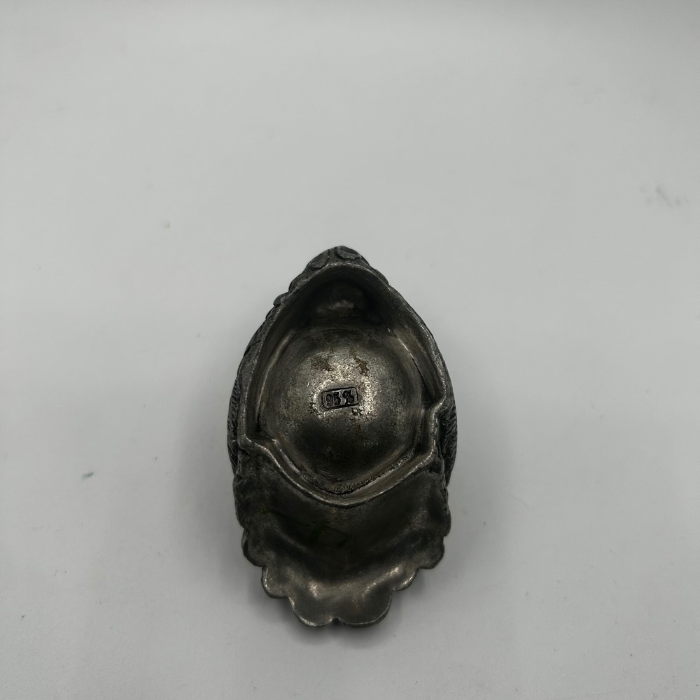 Vintage Pewter Rooster Salt Cellar Small Trinket Dish Silver Gray Excellent 95% - Picture 4 of 6